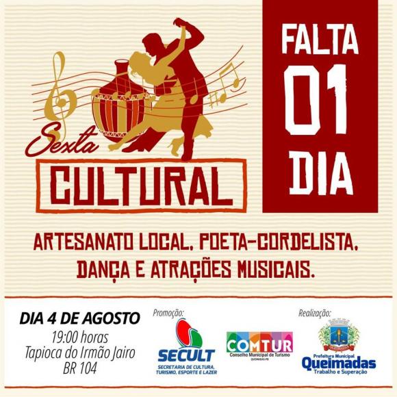 Projeto Sexta Cultural deste fim de semana será na Tapioca do Irmão Jairo