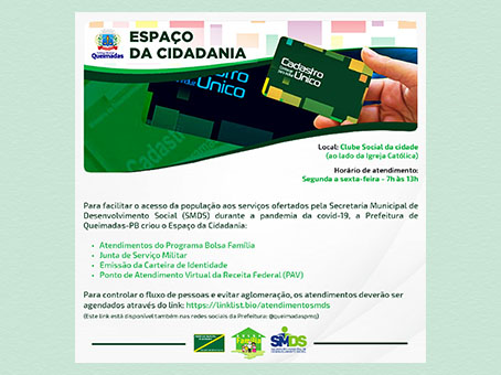 Prefeitura implanta Espaço da Cidadania para facilitar o acesso da população aos atendimentos sociais