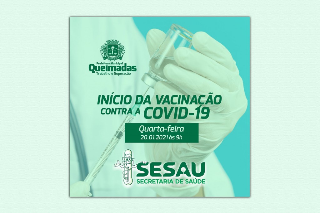 Prefeitura de Queimadas inicia vacinação contra a covid-19 nesta quarta-feira