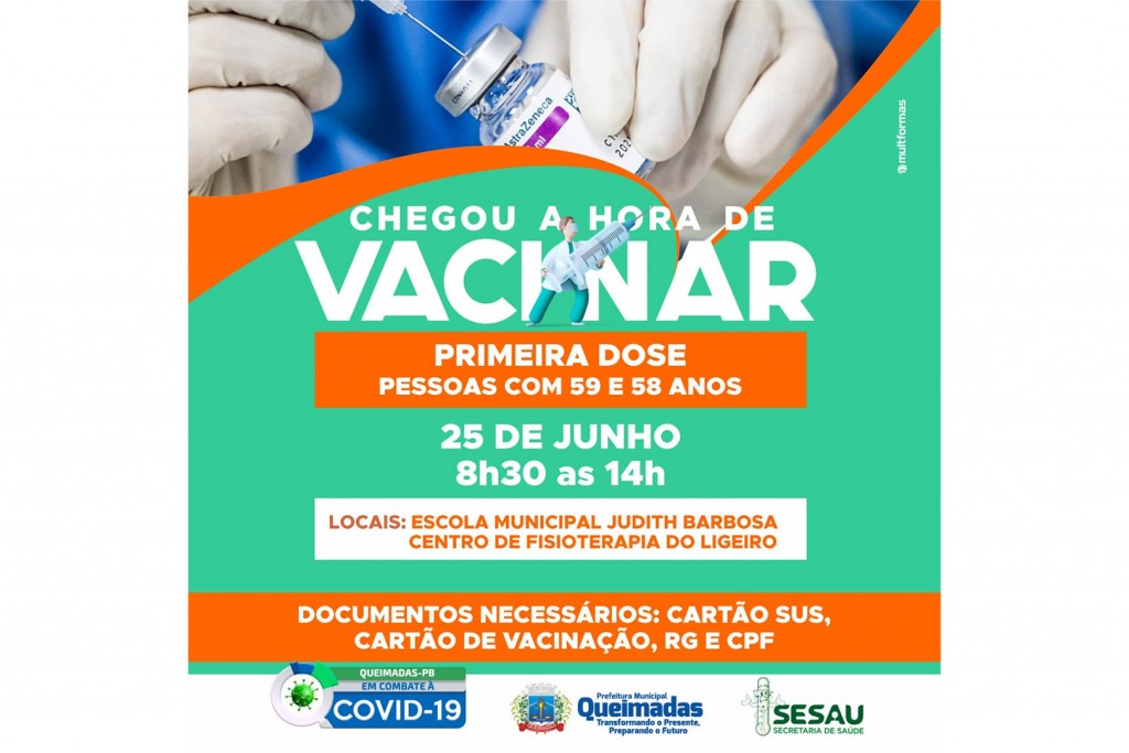 Nova etapa de vacinação contra a covid-19: pessoas com 59 e 58 anos