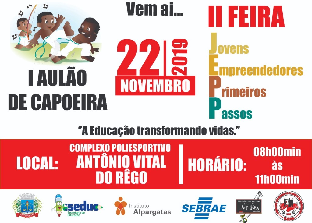 Secretaria de Educação promove aulão de capoeira e feira de jovens empreendedores na próxima sexta-feira