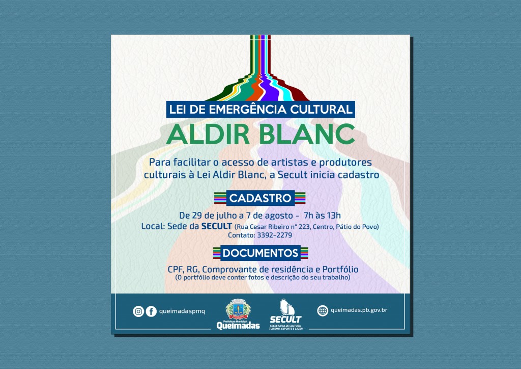 Secult inicia cadastramento de artistas e produtores culturais para acesso à Lei Aldir Blanc