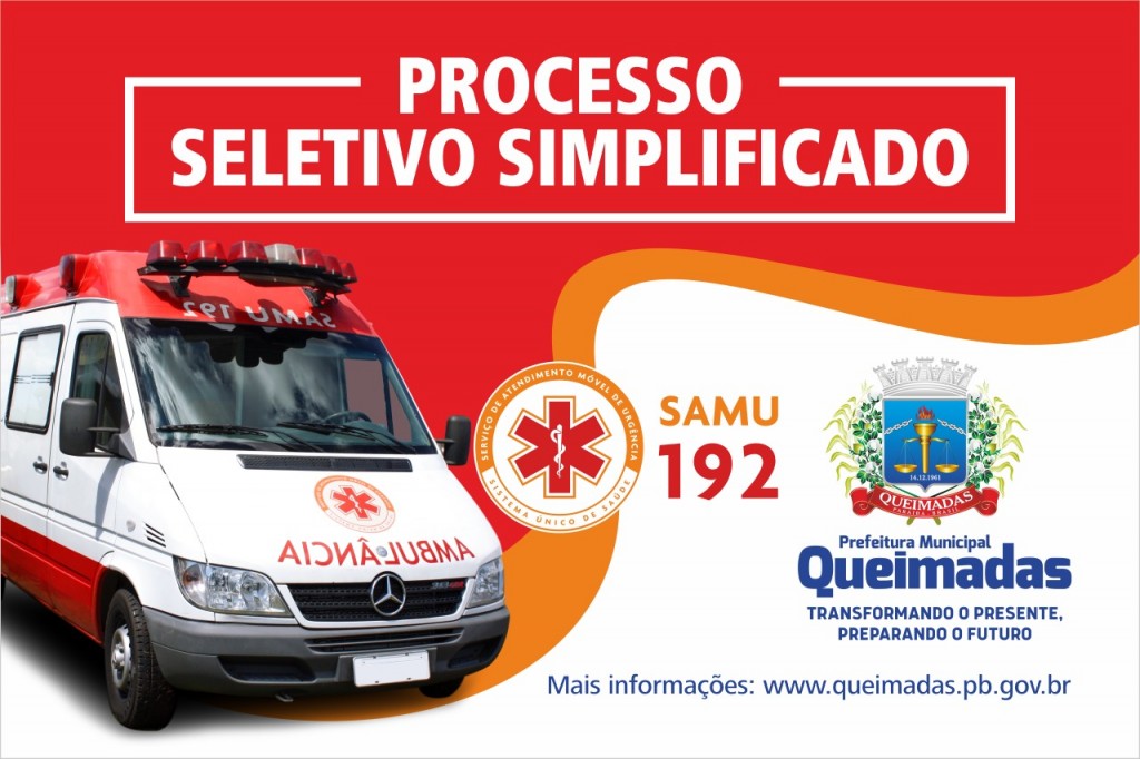 Prefeitura de Queimadas lança processo seletivo simplificado para contratação de médicos para o SAMU