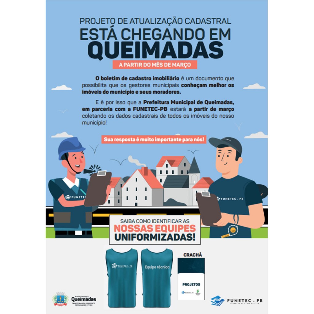 Prefeitura de Queimadas promove projeto de atualização cadastral dos imóveis do município