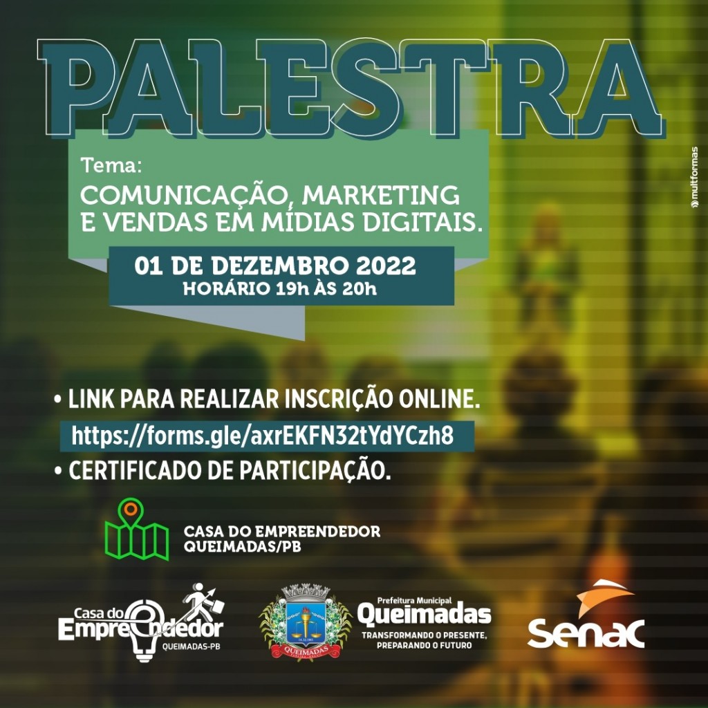 Casa do Empreendedor oferta palestra gratuita sobre Marketing e vendas em mídias digitais