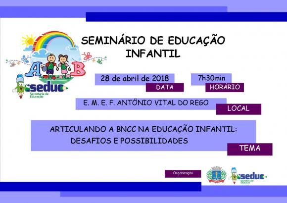 Seduc de Queimadas realiza na próxima semana 2º Seminário de Educação Infantil 