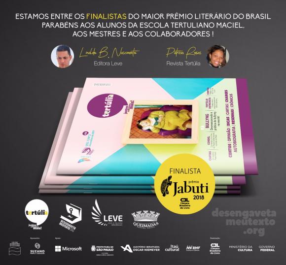 Com a Revista Tertúlia, Escola Tertuliano Maciel de Queimadas é uma das finalistas do Prêmio Jabuti deste ano