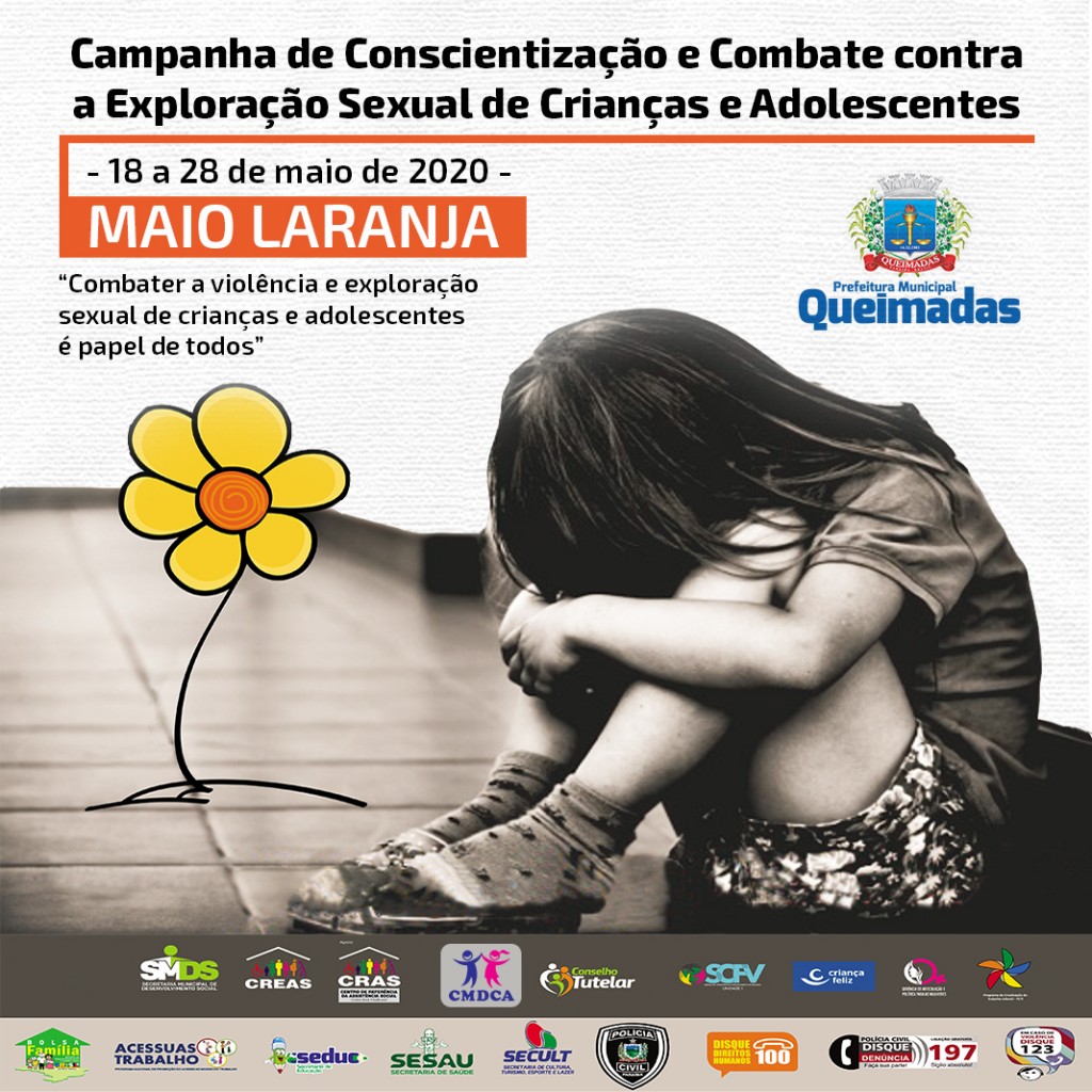 "Maio Laranja" 2020: Prefeitura de Queimadas inicia campanha contra a exploração sexual de crianças e adolescentes