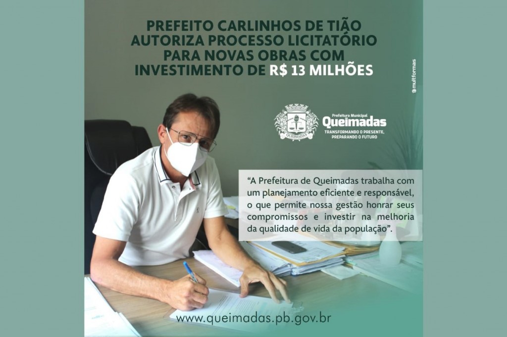 Prefeito Carlinhos de Tião autoriza processo licitatório para novas obras com investimento de R$ 13 milhões