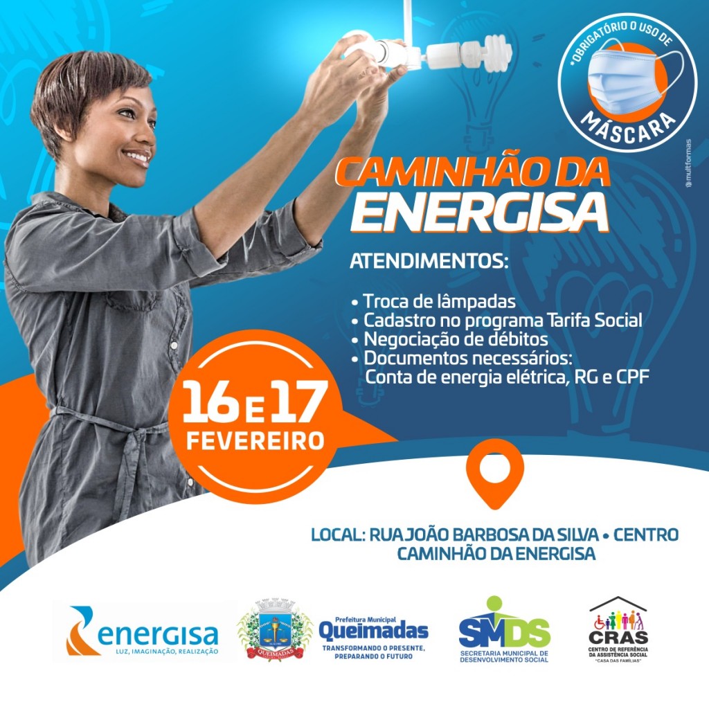 Caminhão da Energisa traz para Queimadas atendimentos sociais e troca de lâmpadas