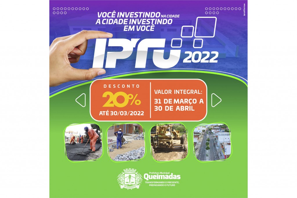 Prefeitura de Queimadas divulga calendário do IPTU 2022