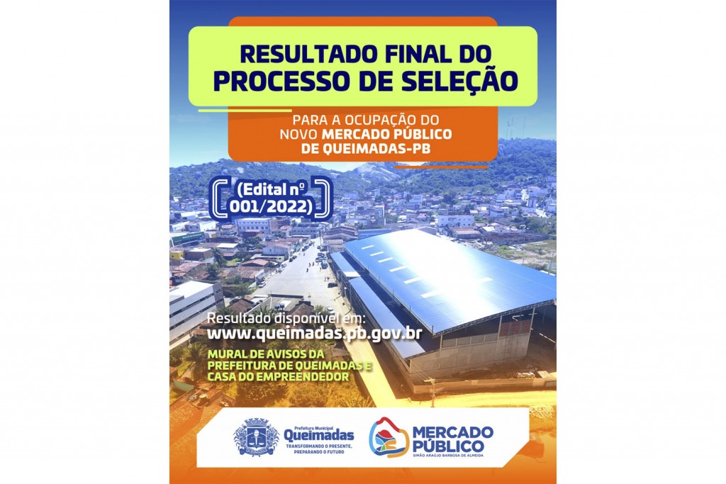Prefeitura de Queimadas divulga resultado final da seleção para os pontos comerciais do novo Mercado Público